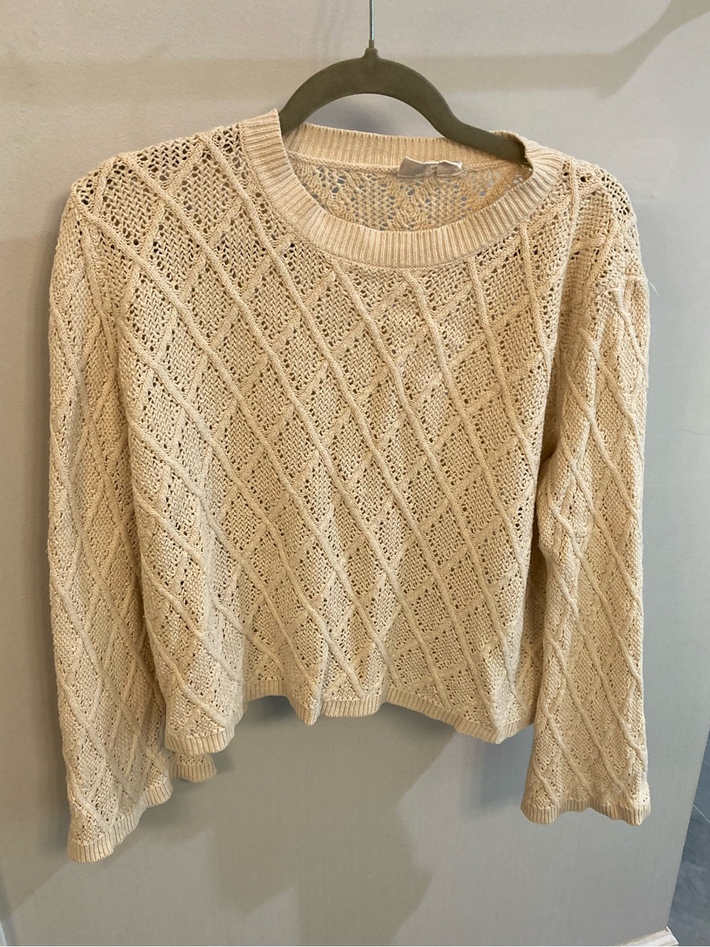 Roxy Cream Crochet Sweater with Bell sleeves size medium